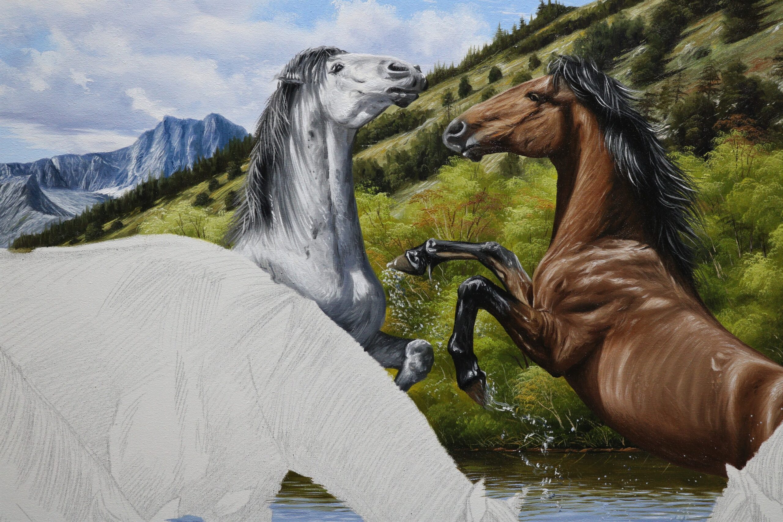 Cavalo Frisio, óleo sobre tela 50 - Elton Brunetti - Art