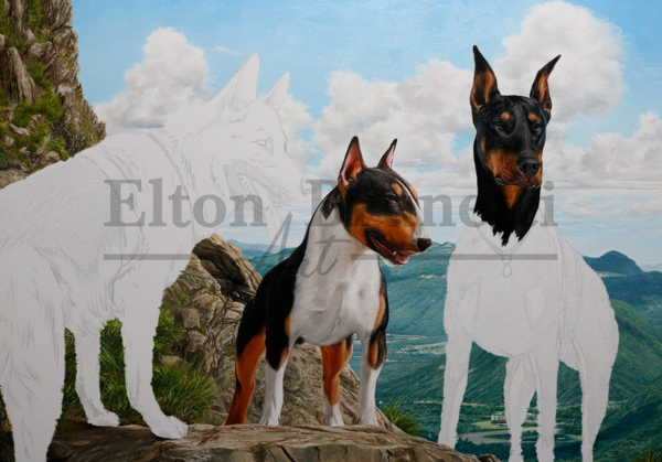 Pintura cães de guarda, óleo sobre tela 70 x 100 cm - Image 4