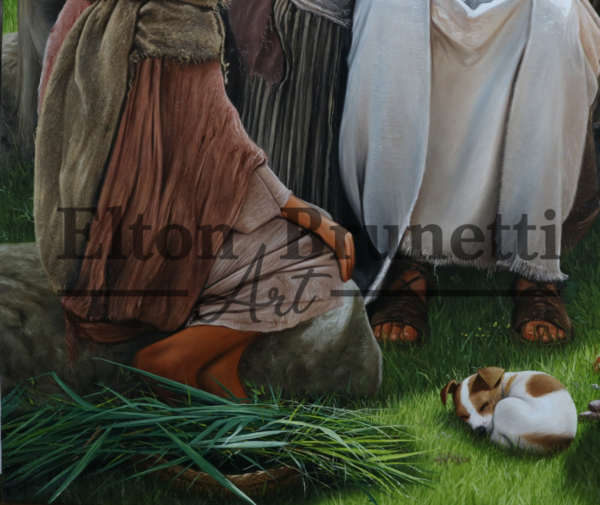 Jesus e as crianças, óleo sobre tela de linho sintético 80 x 100 - Image 2